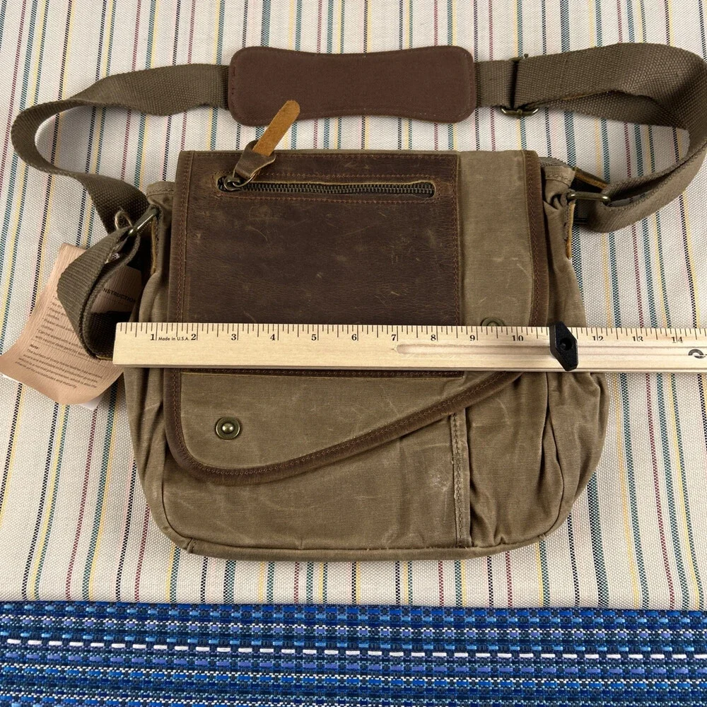 NEW Vere Gloria Crossbody Handbag Leather Canvas Brown Womens Boho Gorpcore